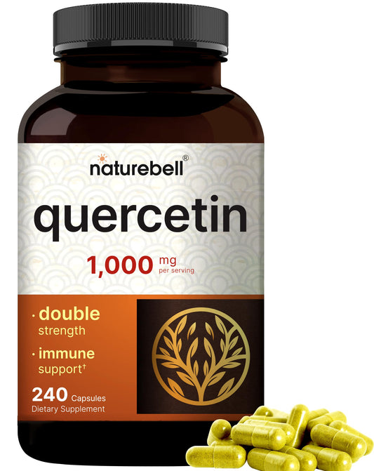 NatureBell Quercetin 1000mg per serving bottle and capsules