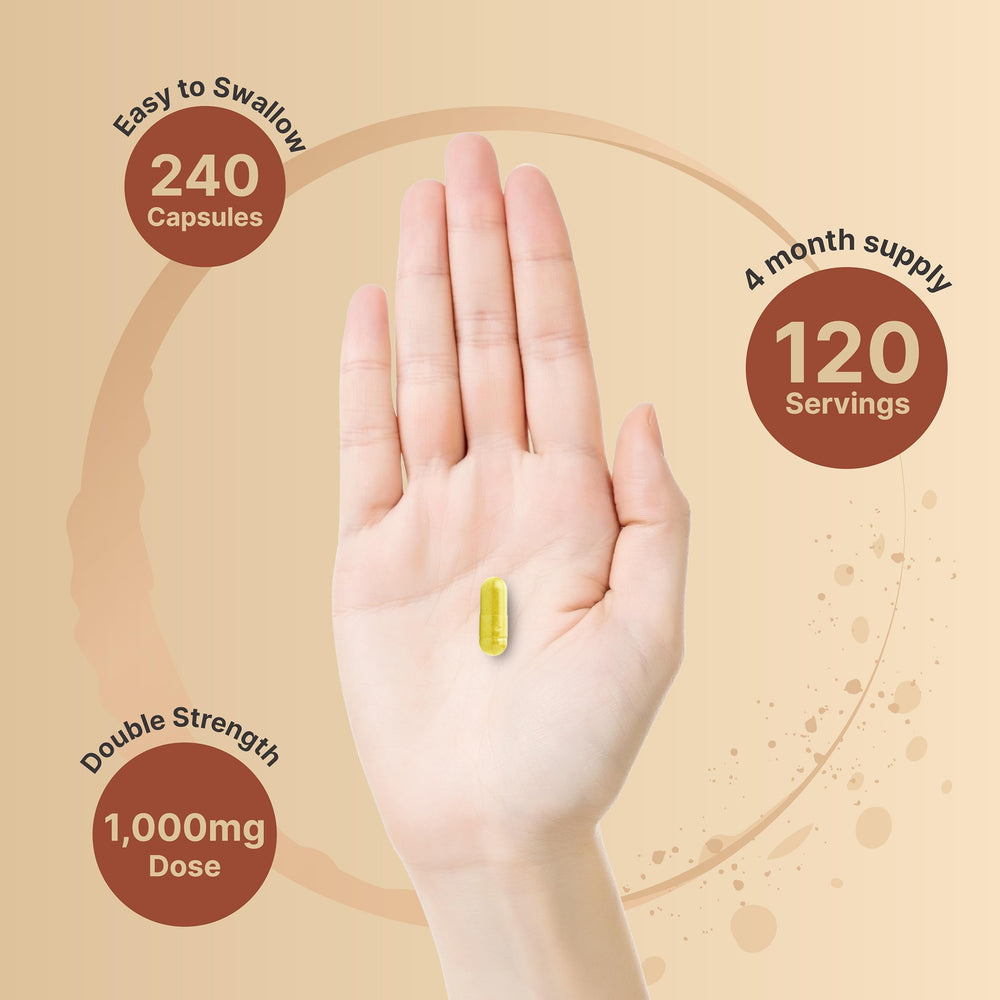 Bottle label highlighting 240 capsules per bottle