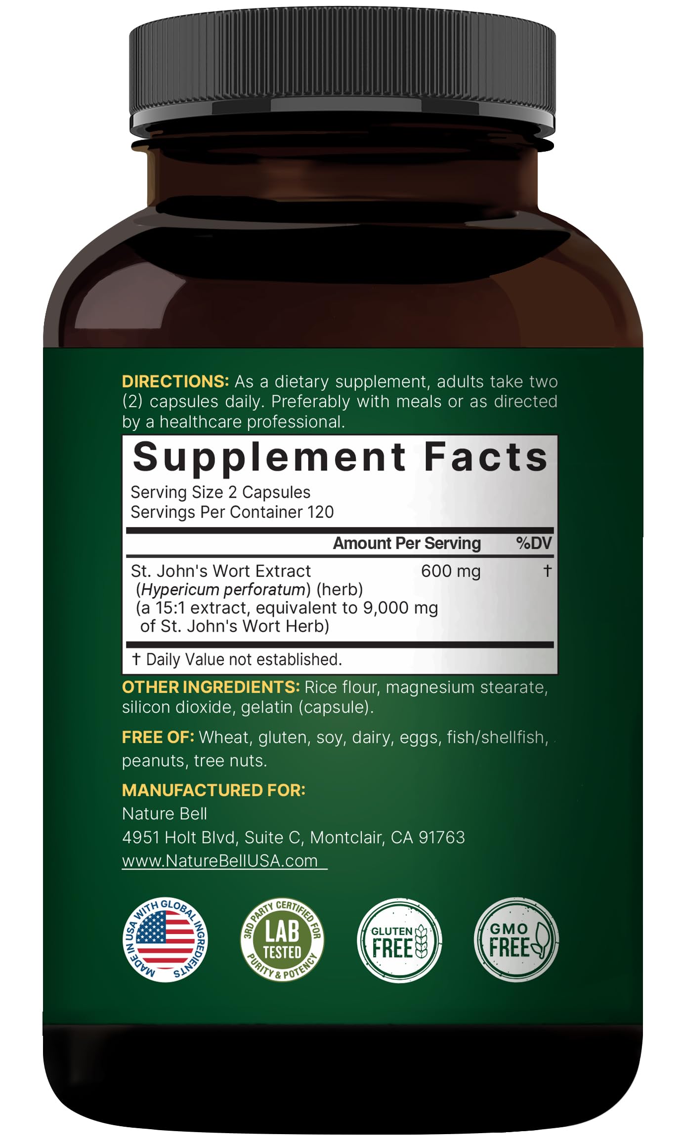 NatureBell branding on supplement bottle