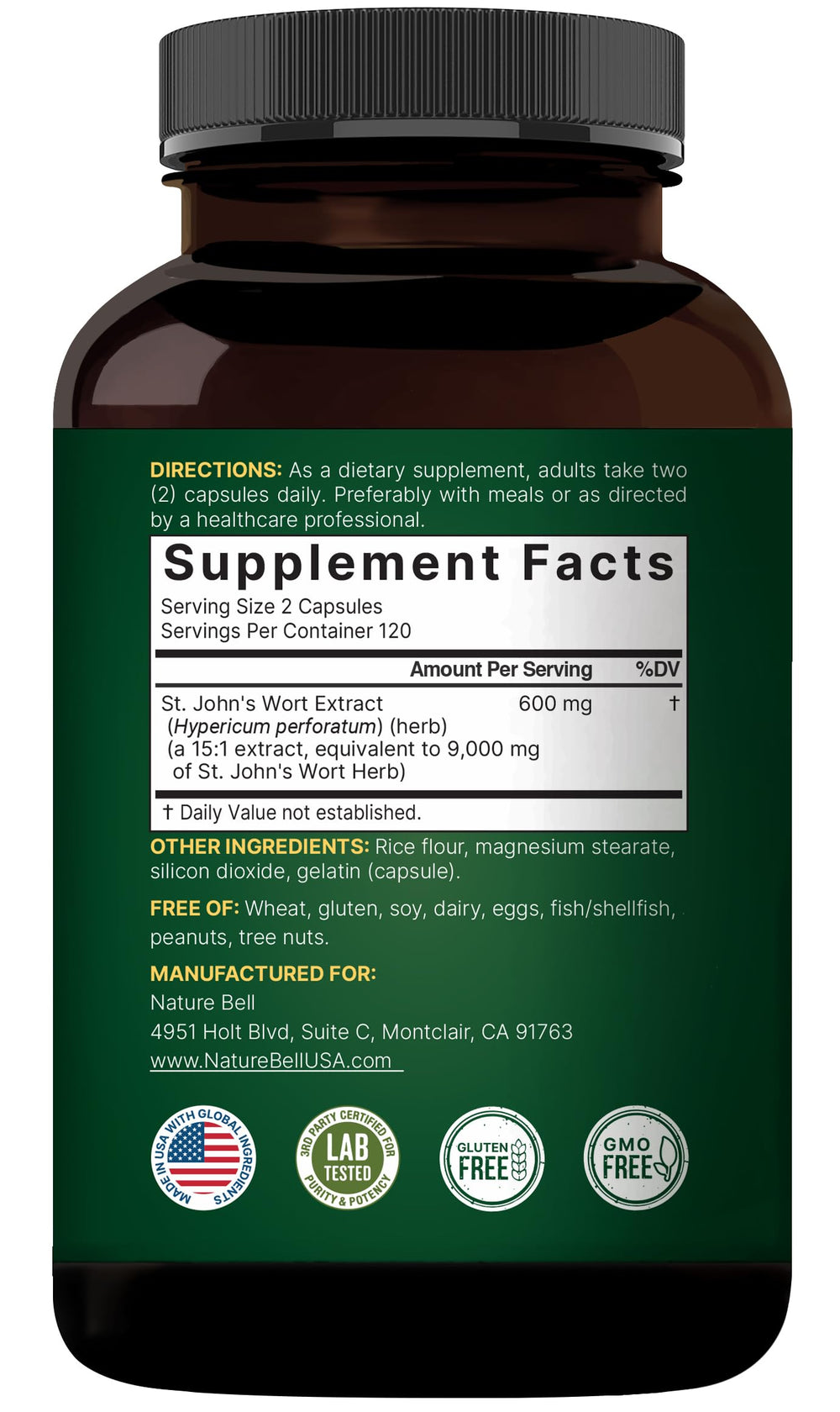 NatureBell branding on supplement bottle