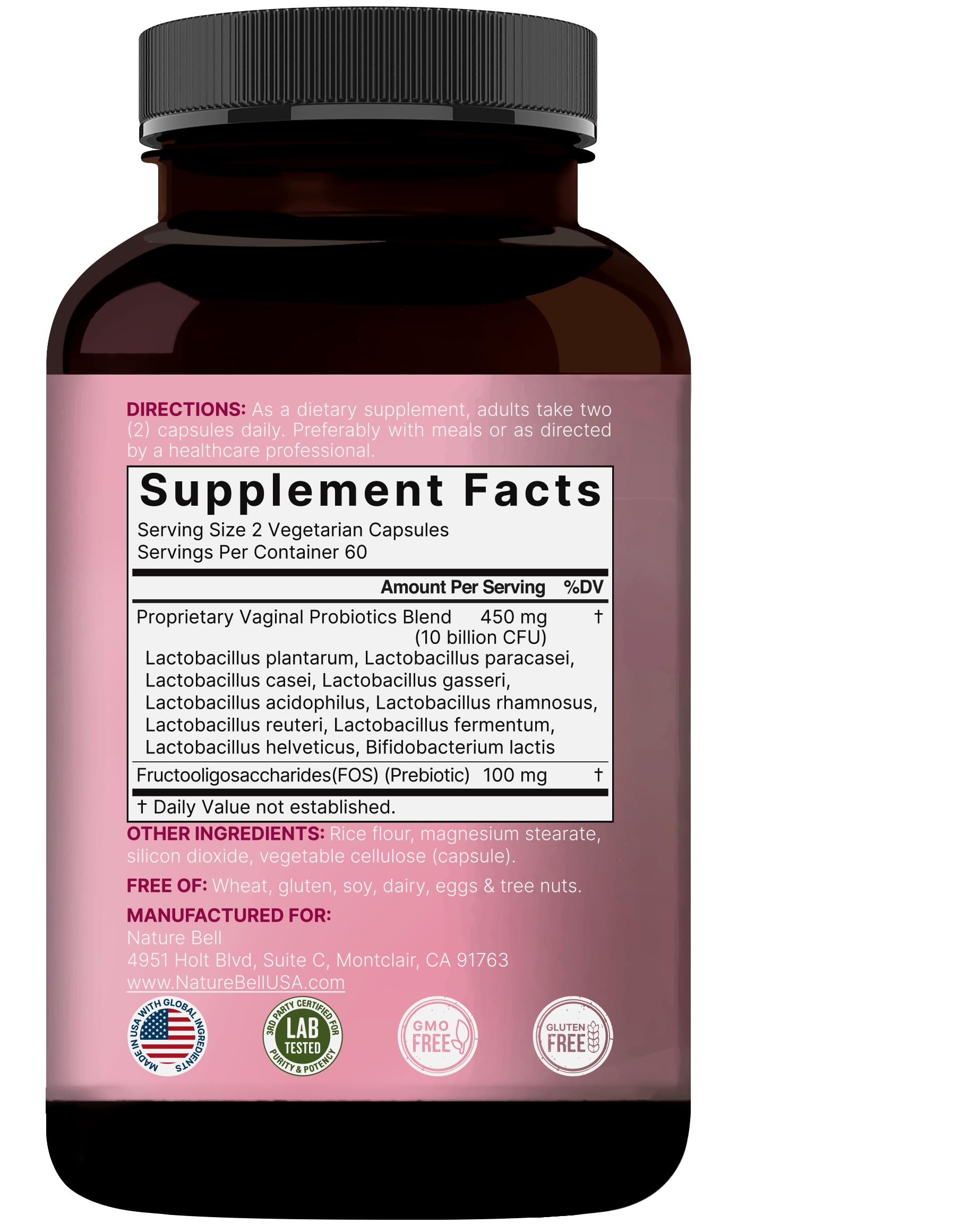 Close-up of NatureBell Vaginal Probiotics capsules