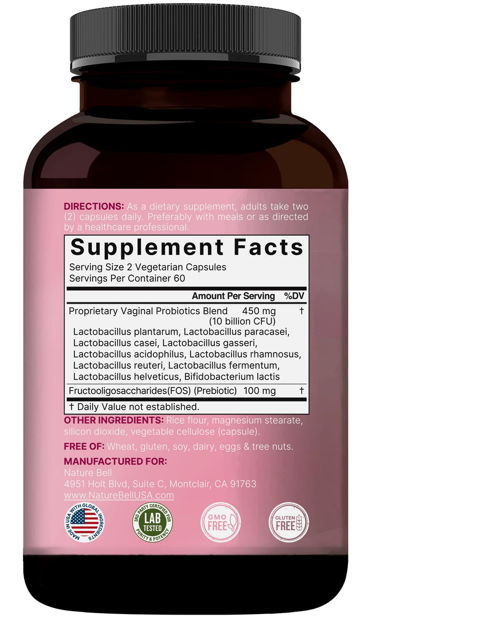 Close-up of NatureBell Vaginal Probiotics capsules