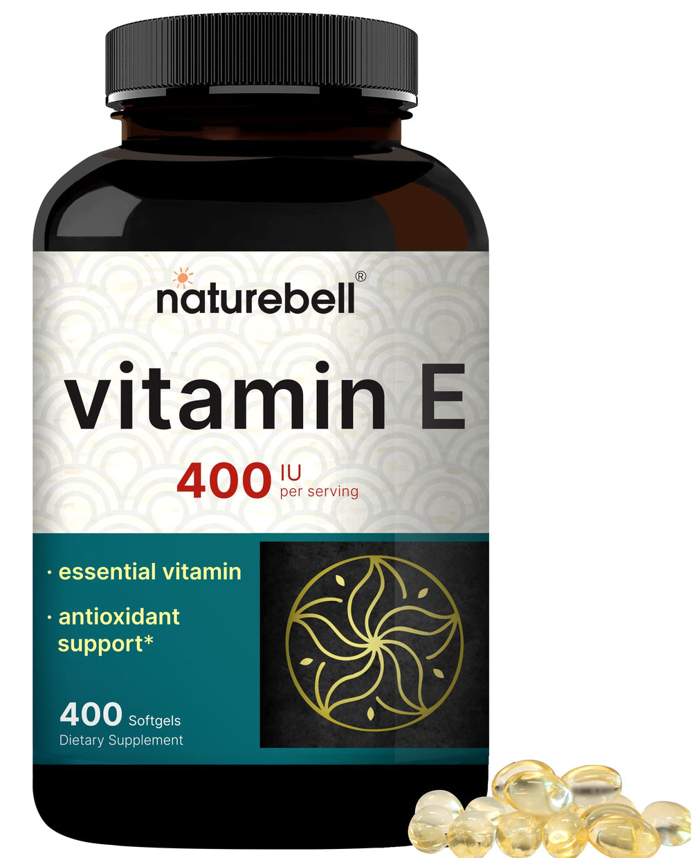 NatureBell Vitamin E softgels bottle with 400 IU per serving