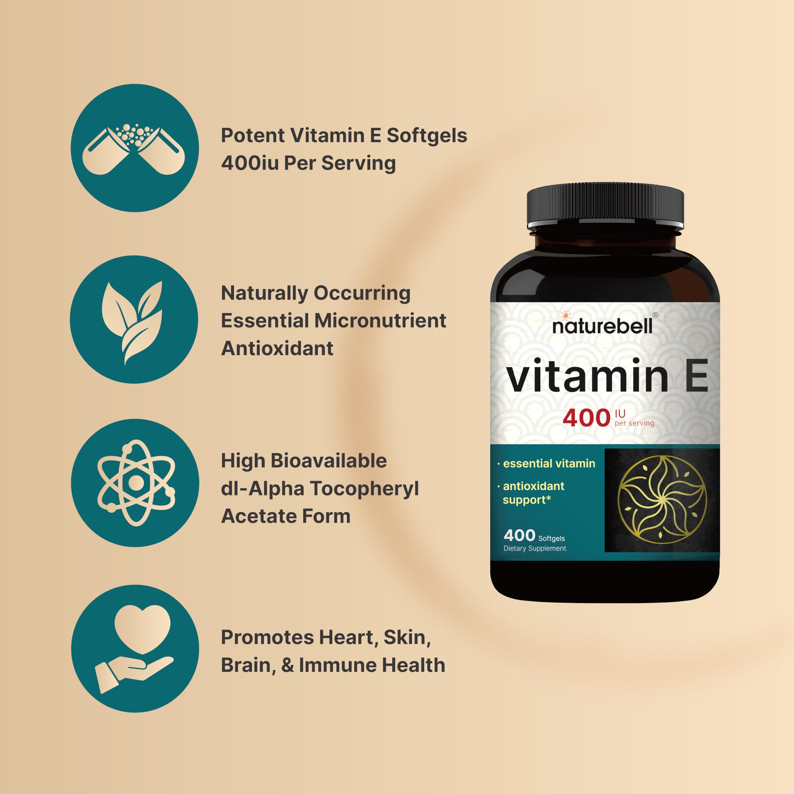 Vitamin E oil softgels packaging and bottle