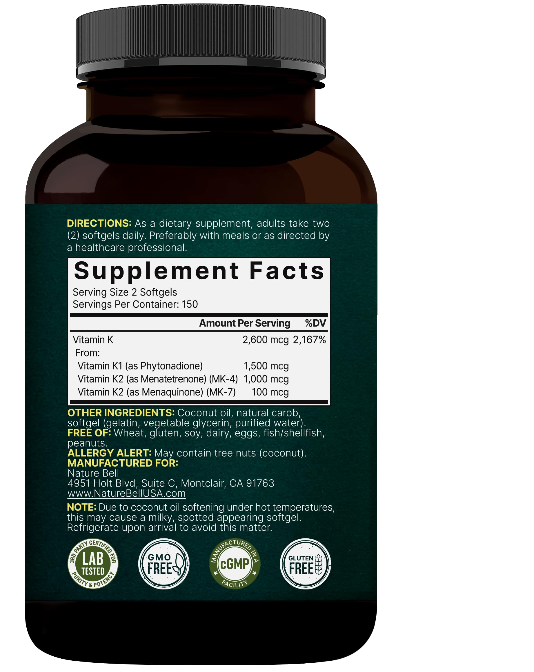 Authentic non-GMO NatureBell Vitamin K Complex