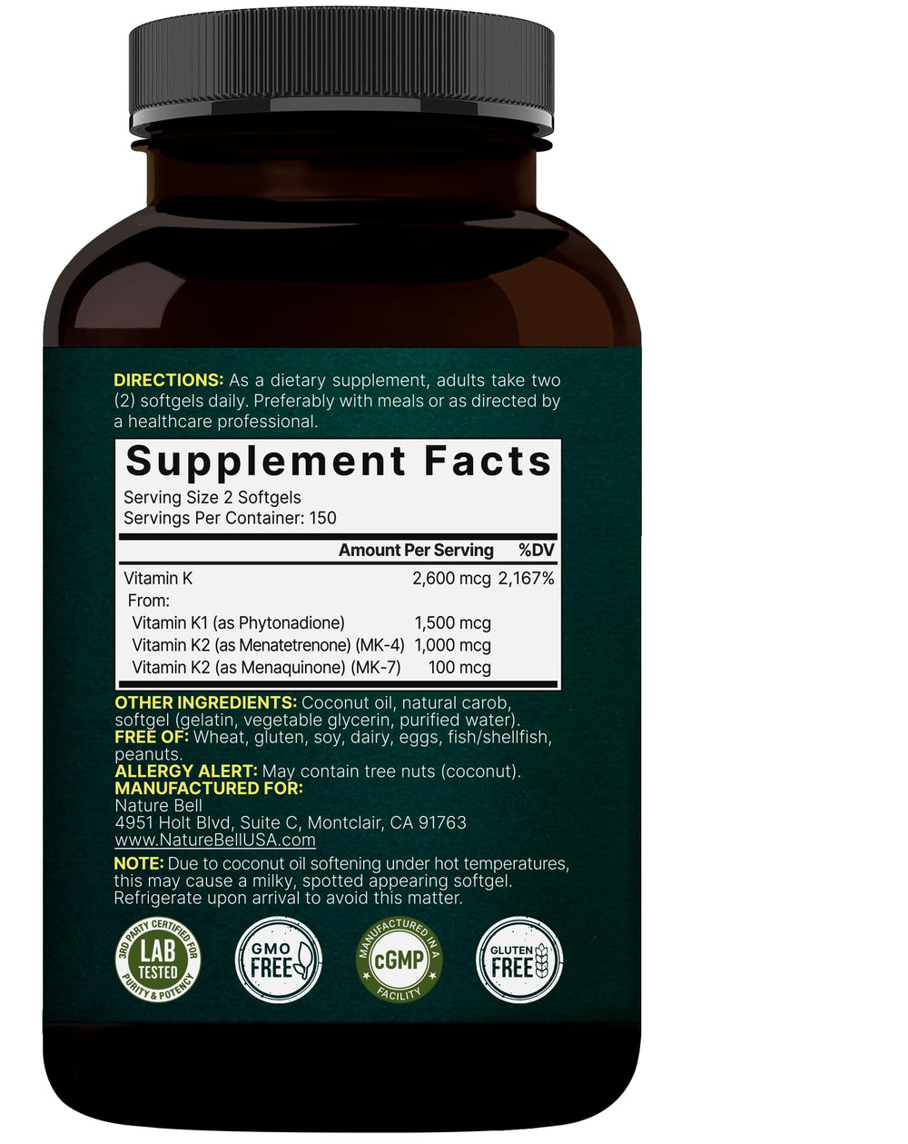 Authentic non-GMO NatureBell Vitamin K Complex