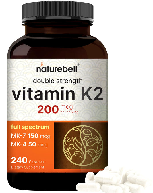 NatureBell Vitamin K2 MK-7 & MK-4 200 mcg, 240 capsules bottle – hero image