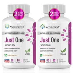 NatureGenX Just One Daily bottle front shows convenient, one-a-day nutrition for everyday wellness.