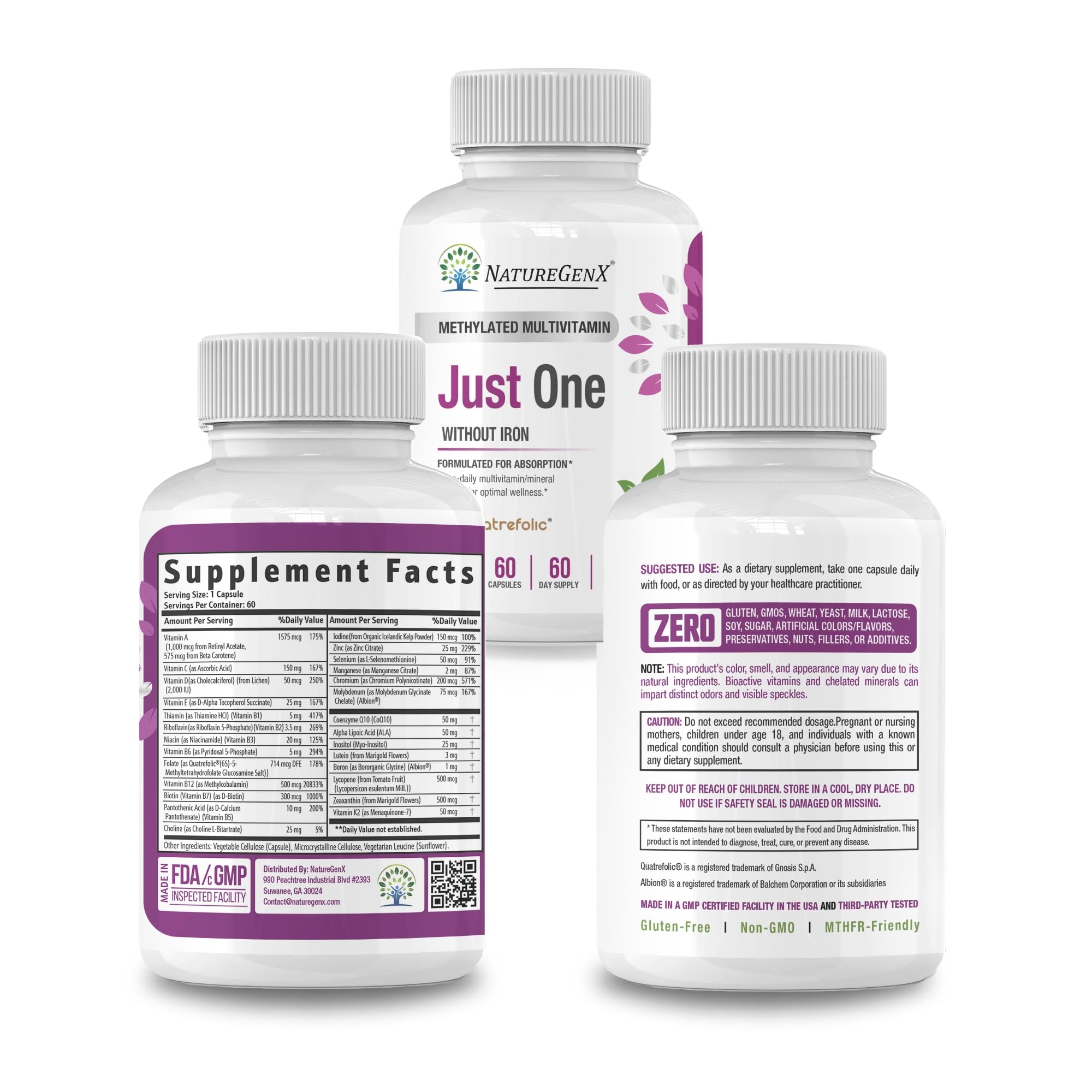 NatureGenX Just One Daily capsules reveal chelated minerals with natural variation.