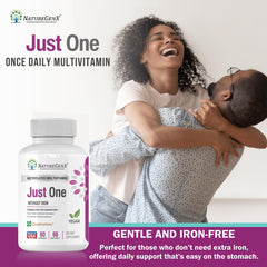 NatureGenX Just One Daily box highlights 27 nutrients in one capsule.