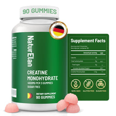 NaturElan Creatine Monohydrate Gummies bottle with gummies