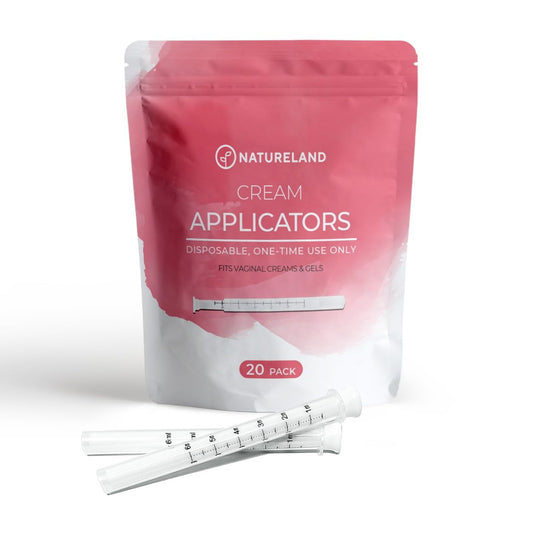 Natureland vaginal applicator with soft-tip for gentle insertion and comfortable use.