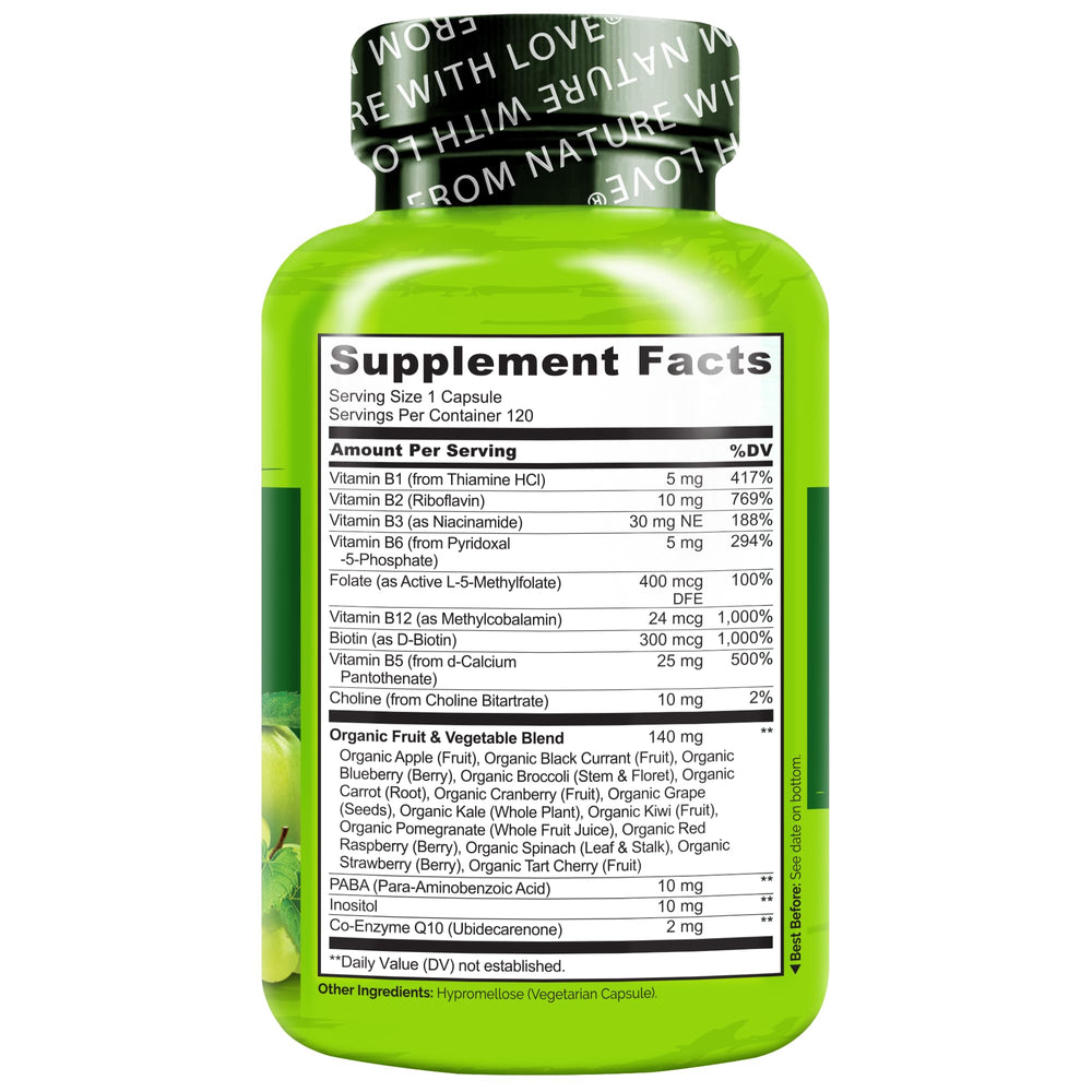 Packaging showing vegan-friendly Vitamin B Complex