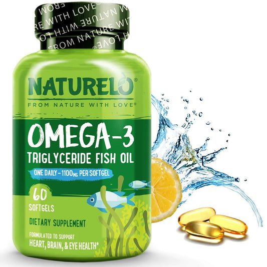Naturelo Burpless Omega-3 Fish Oil Softgel bottle front view