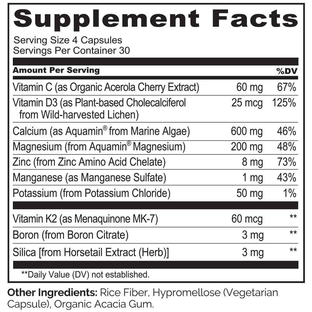 Plant-based calcium from marine algae illustration on packaging