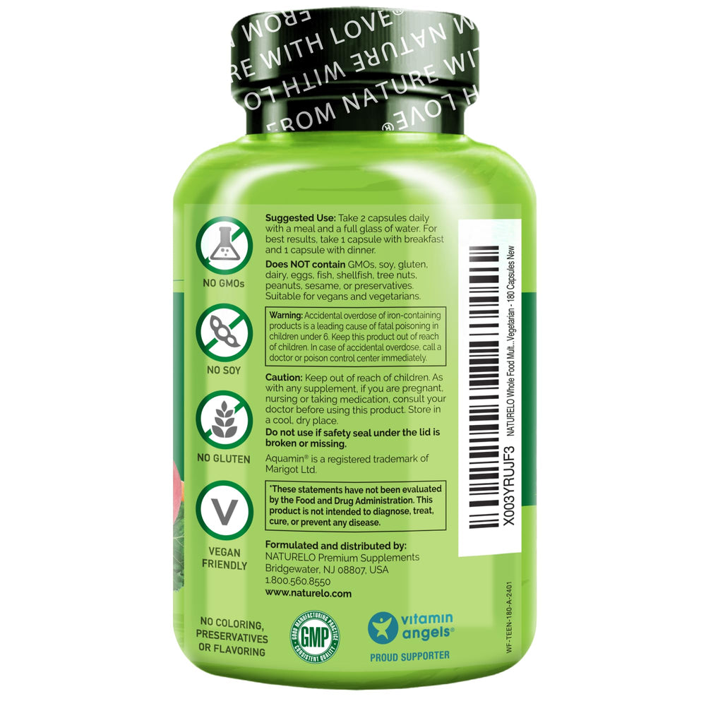 Naturelo clean-label packaging reflects vegan, non-GMO, allergen-friendly nutrition.