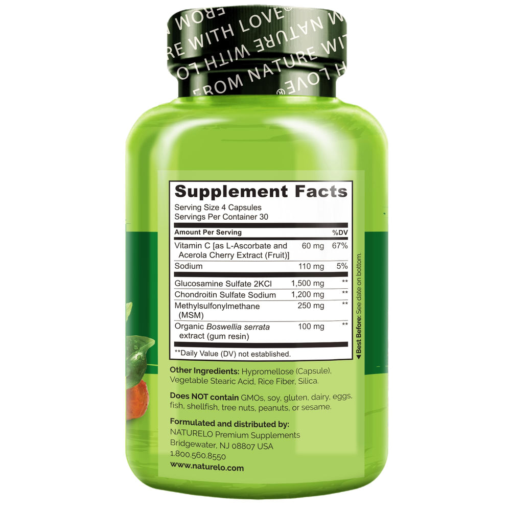 Boswellia and Organic Vitamin C ingredients highlighted