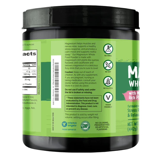 Close-up of Naturelo Magnesium Powder bottle
