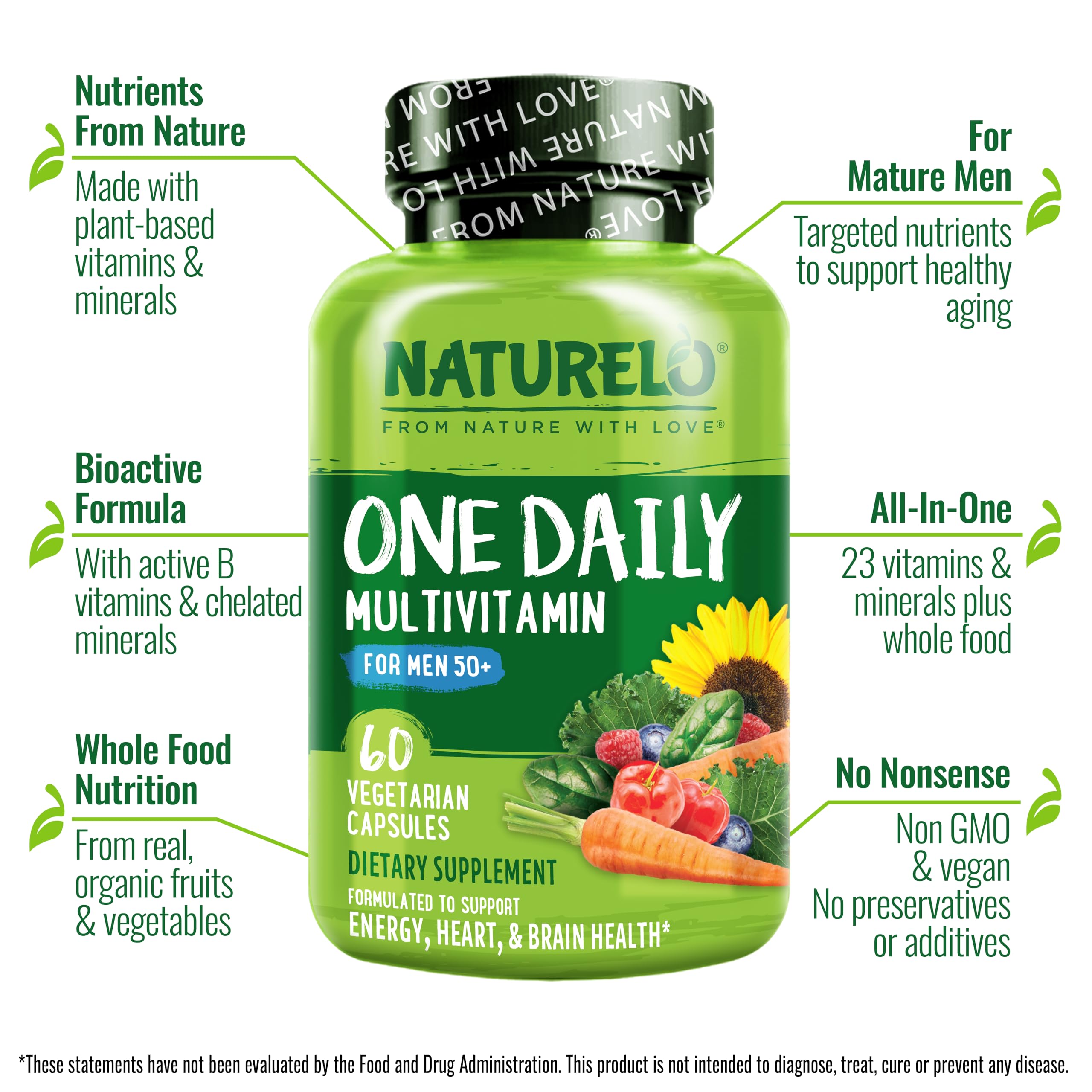 Naturelo Men's Multivitamin 50+ bottle with capsules