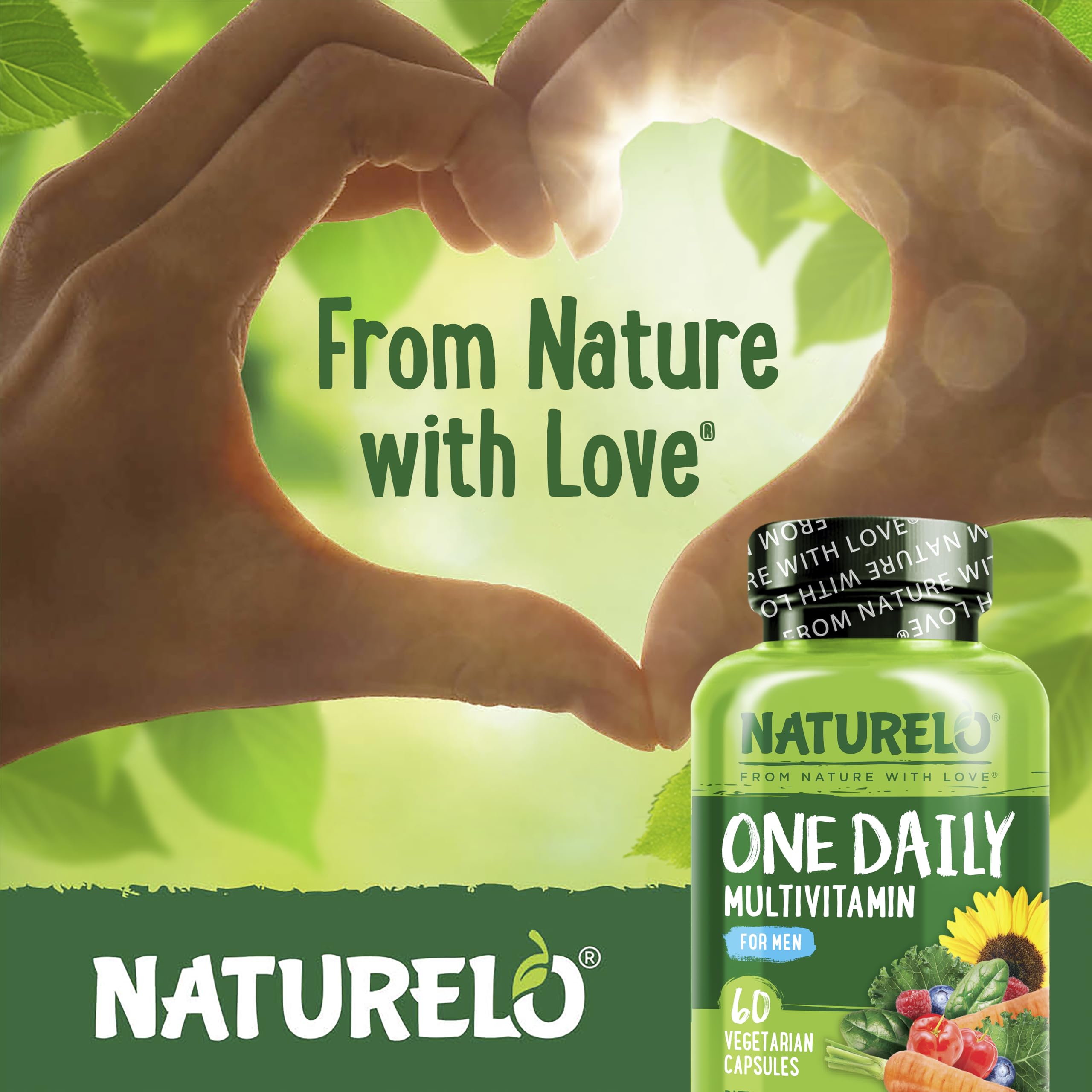 Lifestyle shot with man taking Naturelo multivitamin daily