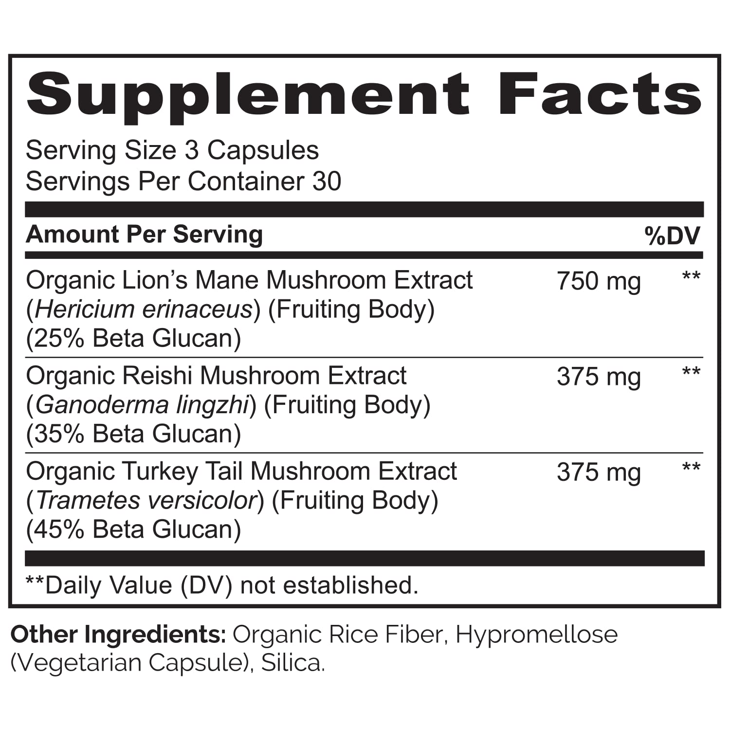 Naturelo mushroom supplement outer packaging and box