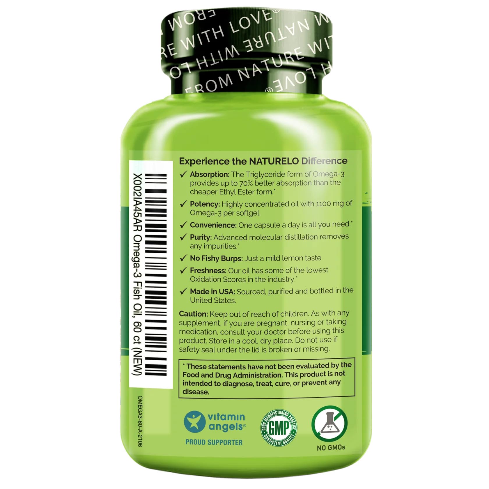 Close up of triglyceride form omega-3 1100 mg per softgel