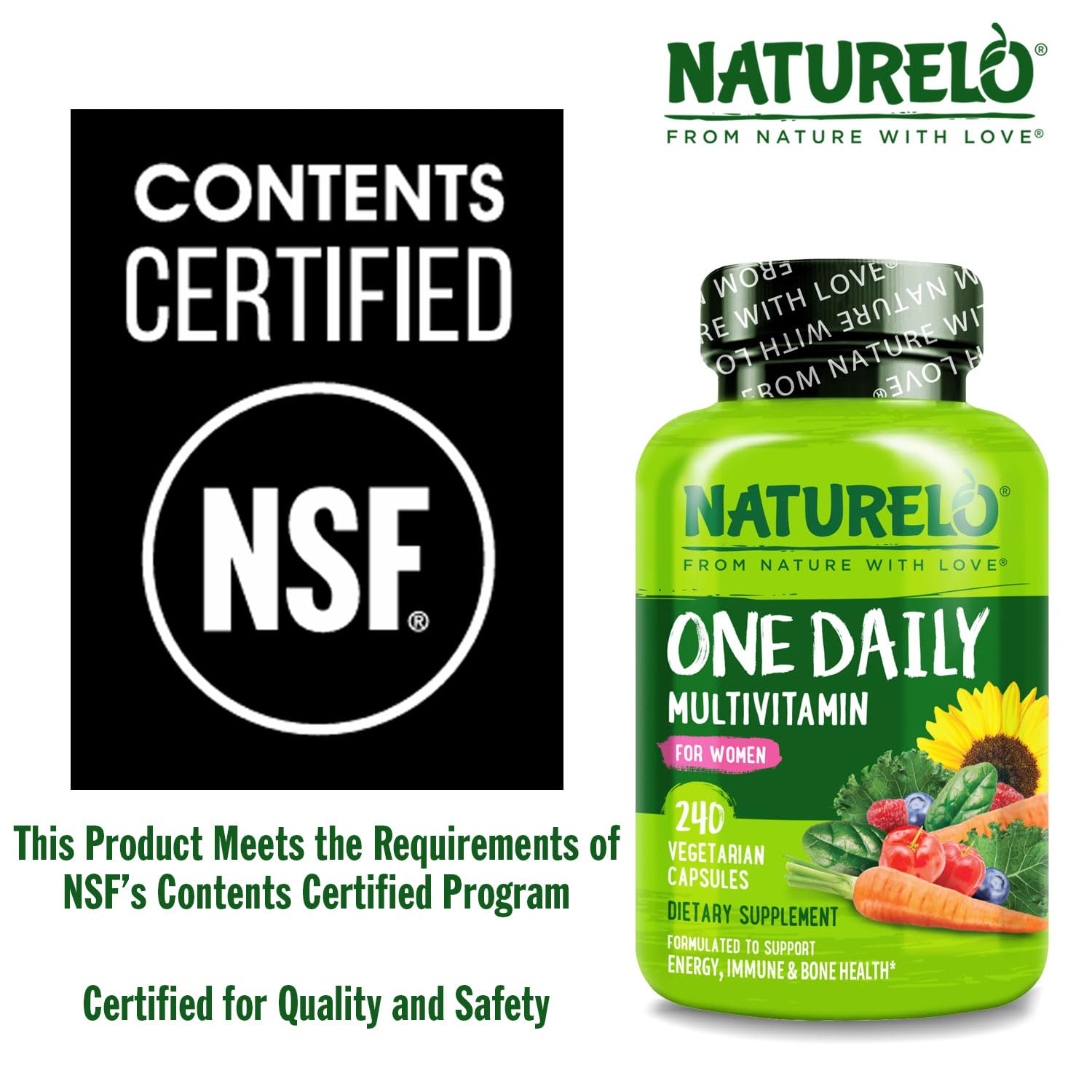 NATURELO One Daily Multivitamin for Women vitamin D3 from lichen detail.