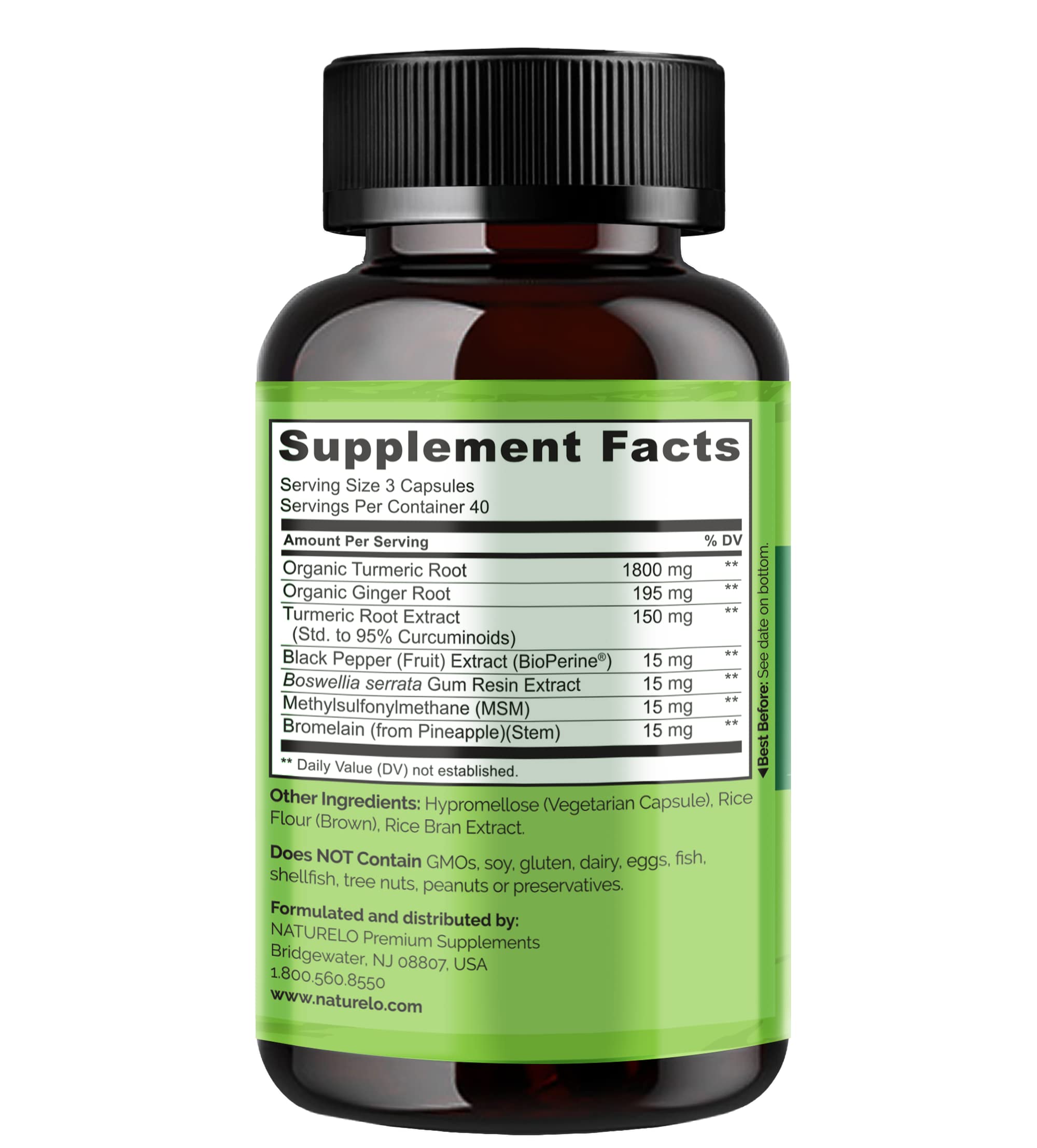 Organic turmeric and ginger in vegan capsules