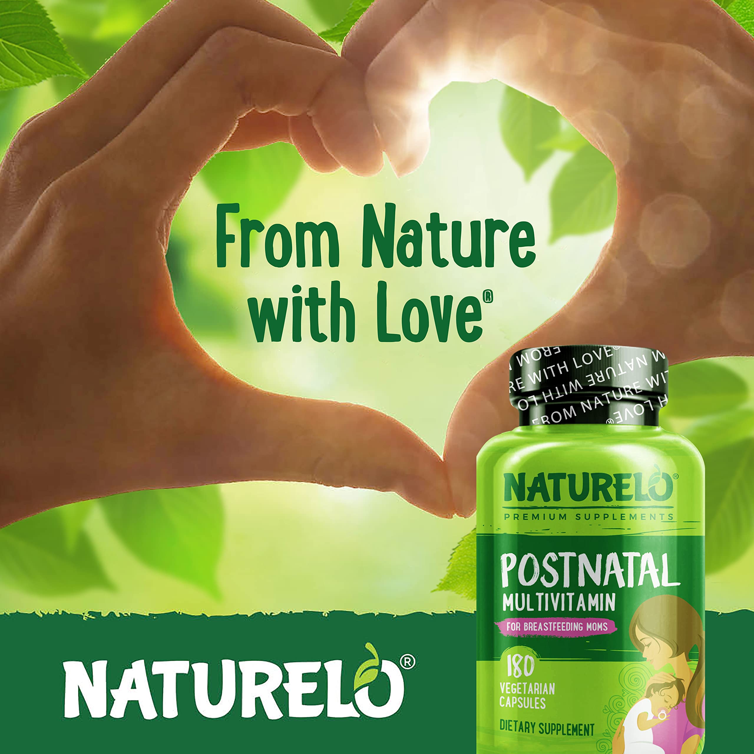 Naturelo postnatal GMP facility badge, communicates quality.