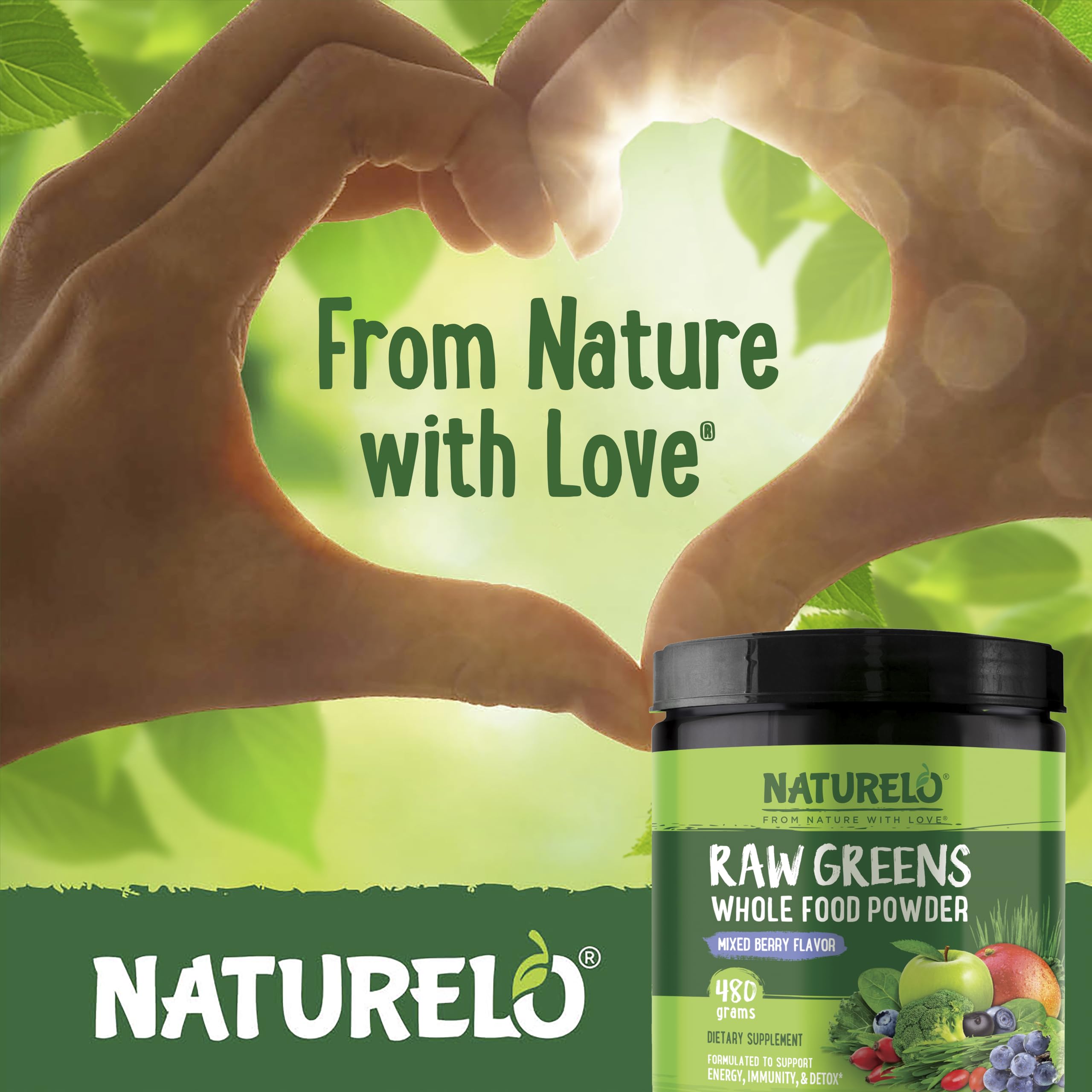 Naturelo Raw Greens Powder morning smoothie boosts fruit and vegetable intake.