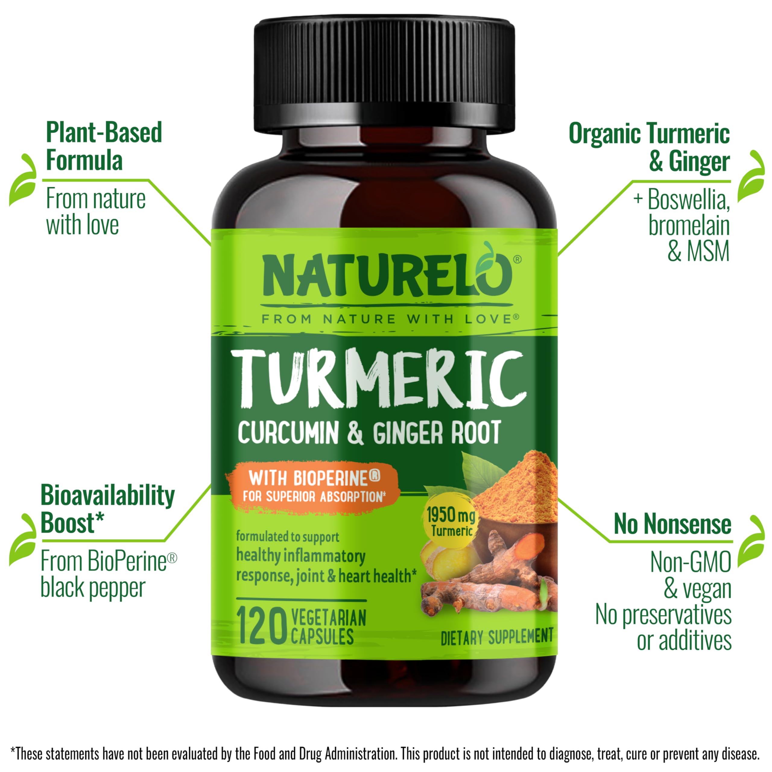 Plant-based joint support ingredients: turmeric, ginger, boswellia