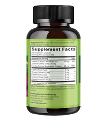 180 mini capsules bottle of Naturelo iron supplement