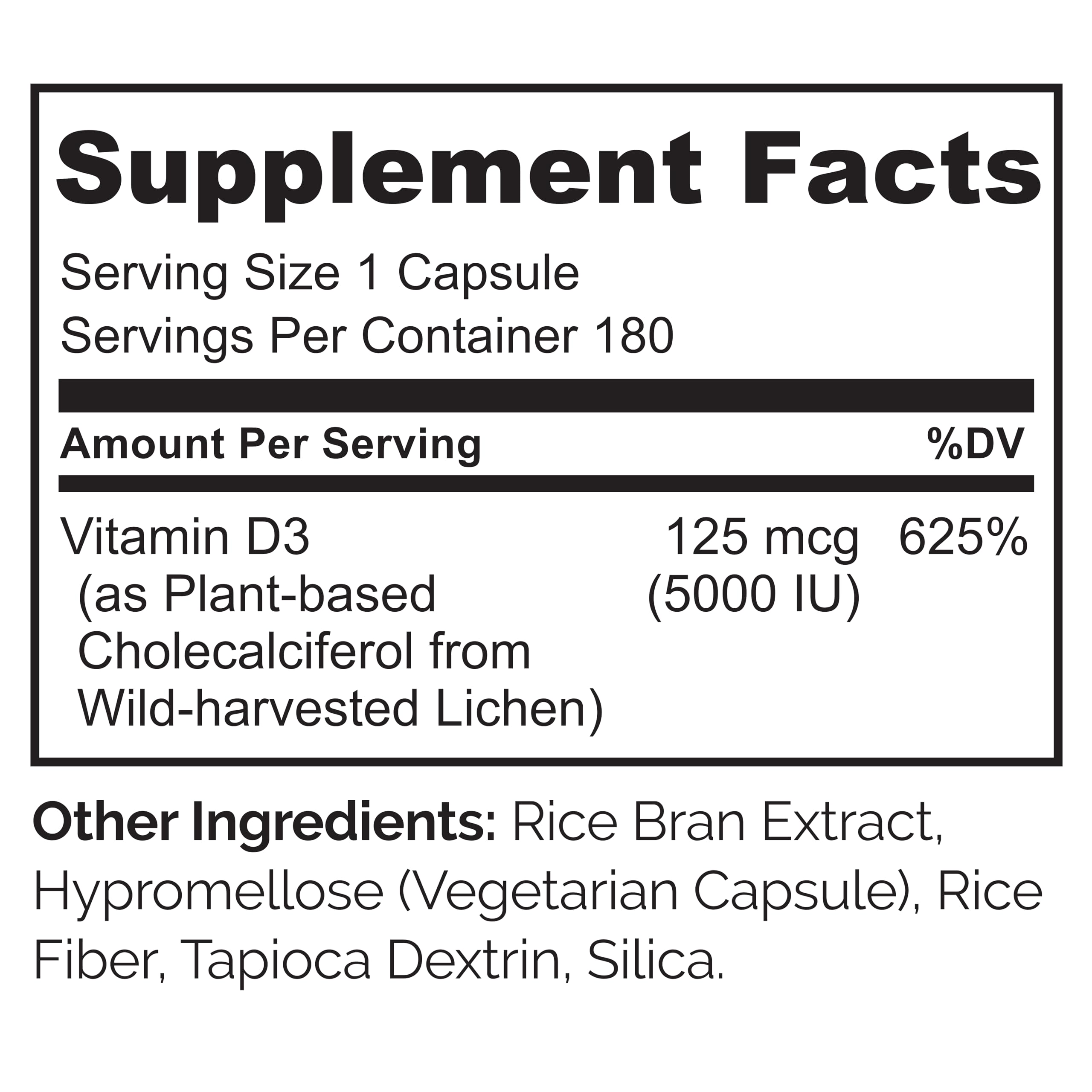 Back of bottle displaying supplement facts and serving size