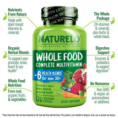 NATURELO Whole Food Multivitamin capsules (120 count)