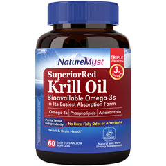 NatureMyst Krill Oil bottle with 60 softgels
