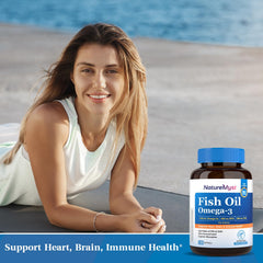 Close-up of NatureMyst Omega-3 label on bottle