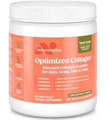 Naturenetics Hair, Skin & Nails Collagen Peptides bottle with scoop