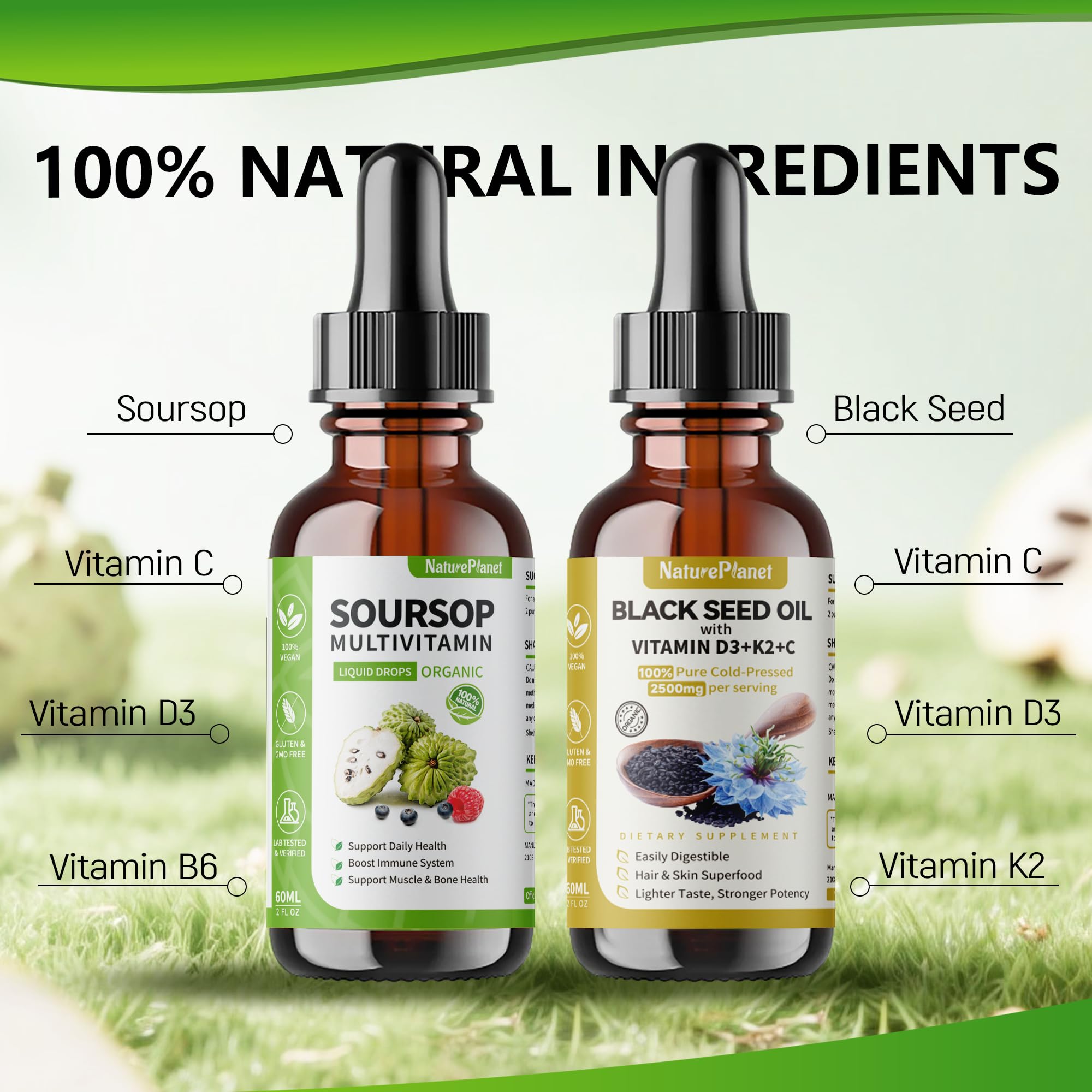 Black seed oil drops bottle showing omega-rich formula