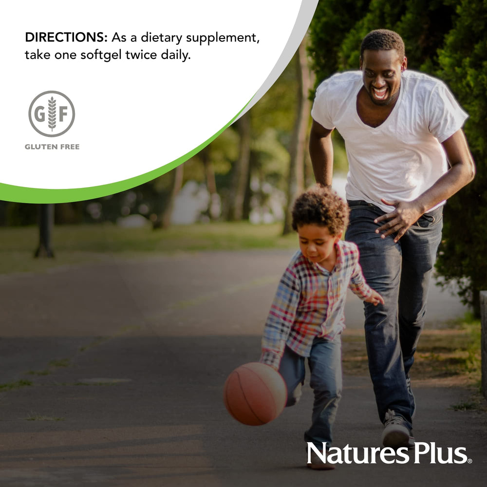 Clear bottle with softgels visible