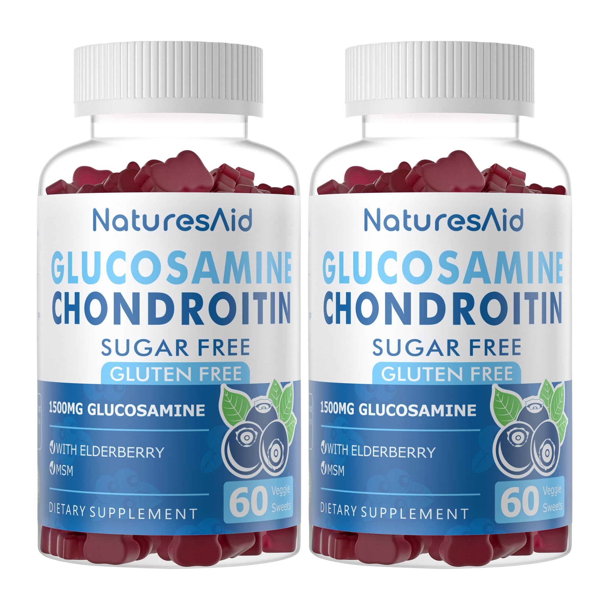 Front view of Natures Aid Glucosamine Chondroitin Gummies 2-pack