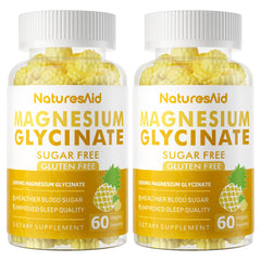 Nature's Aid magnesium glycinate gummies bottle with pineapple flavor for calm support.