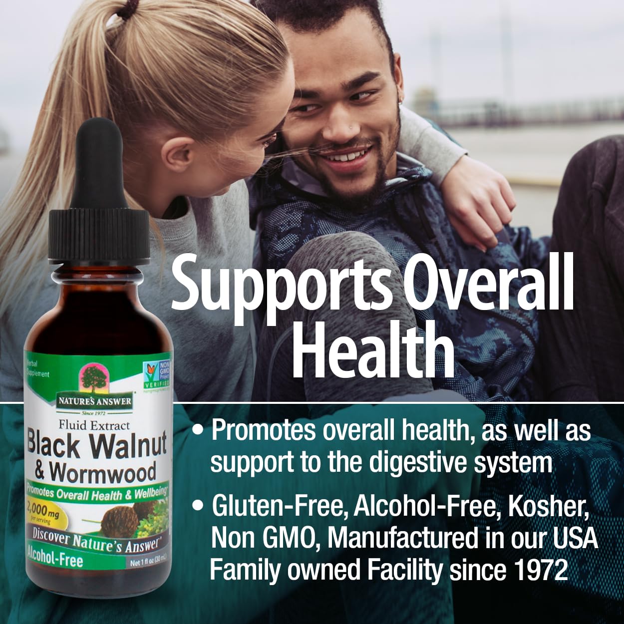 Front label of Nature's Answer Black Walnut and Wormwood Complex