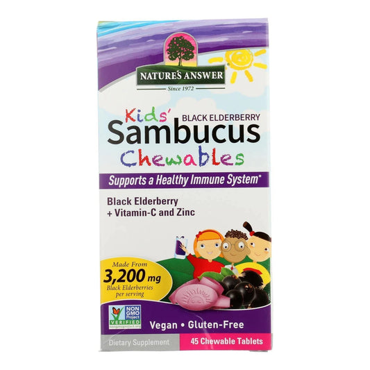 Nature's Answer Kids Sambucus Chewables Black Elderberry with Vitamin C and Zinc