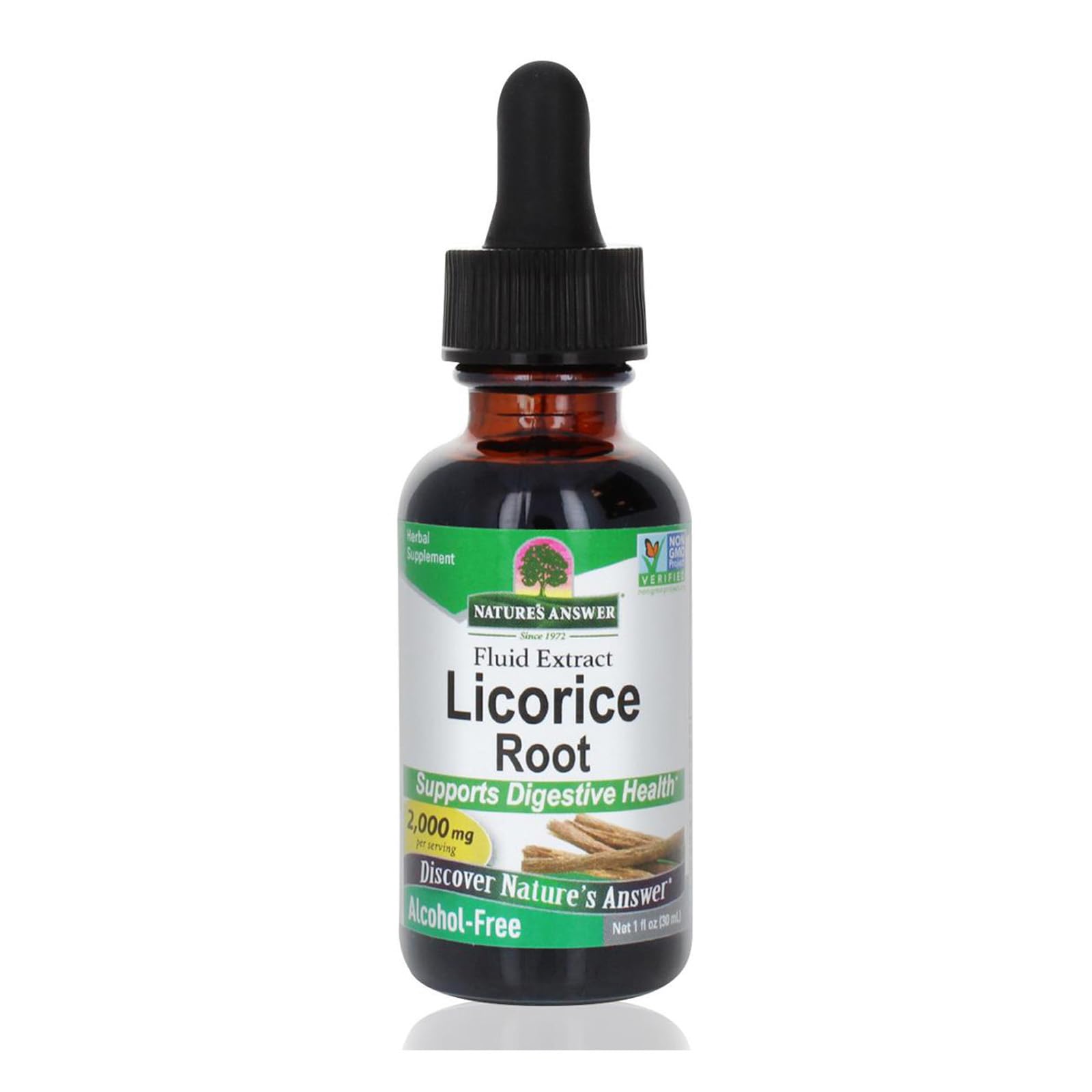 Nature's Answer Licorice Root Extract bottle - 1 oz, alcohol-free formula