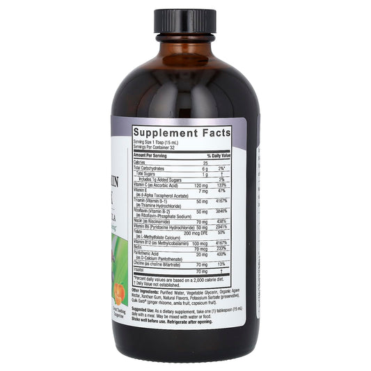 Close-up of liquid B vitamin formula highlighting Quick-Sorb absorption