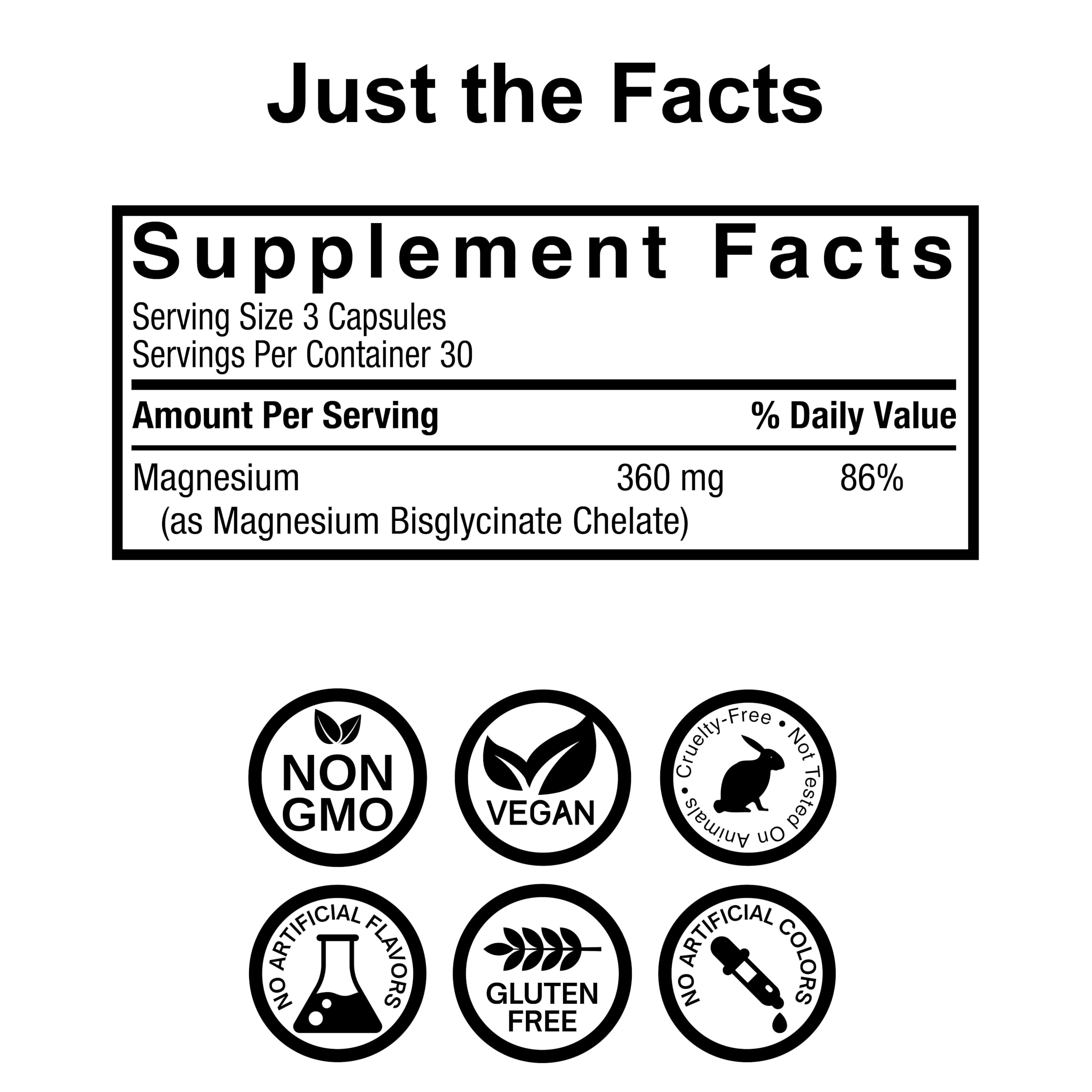 Label showing dietary supplement details for Nature's Answer Magnesium Glycinate