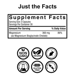 Label showing dietary supplement details for Nature's Answer Magnesium Glycinate