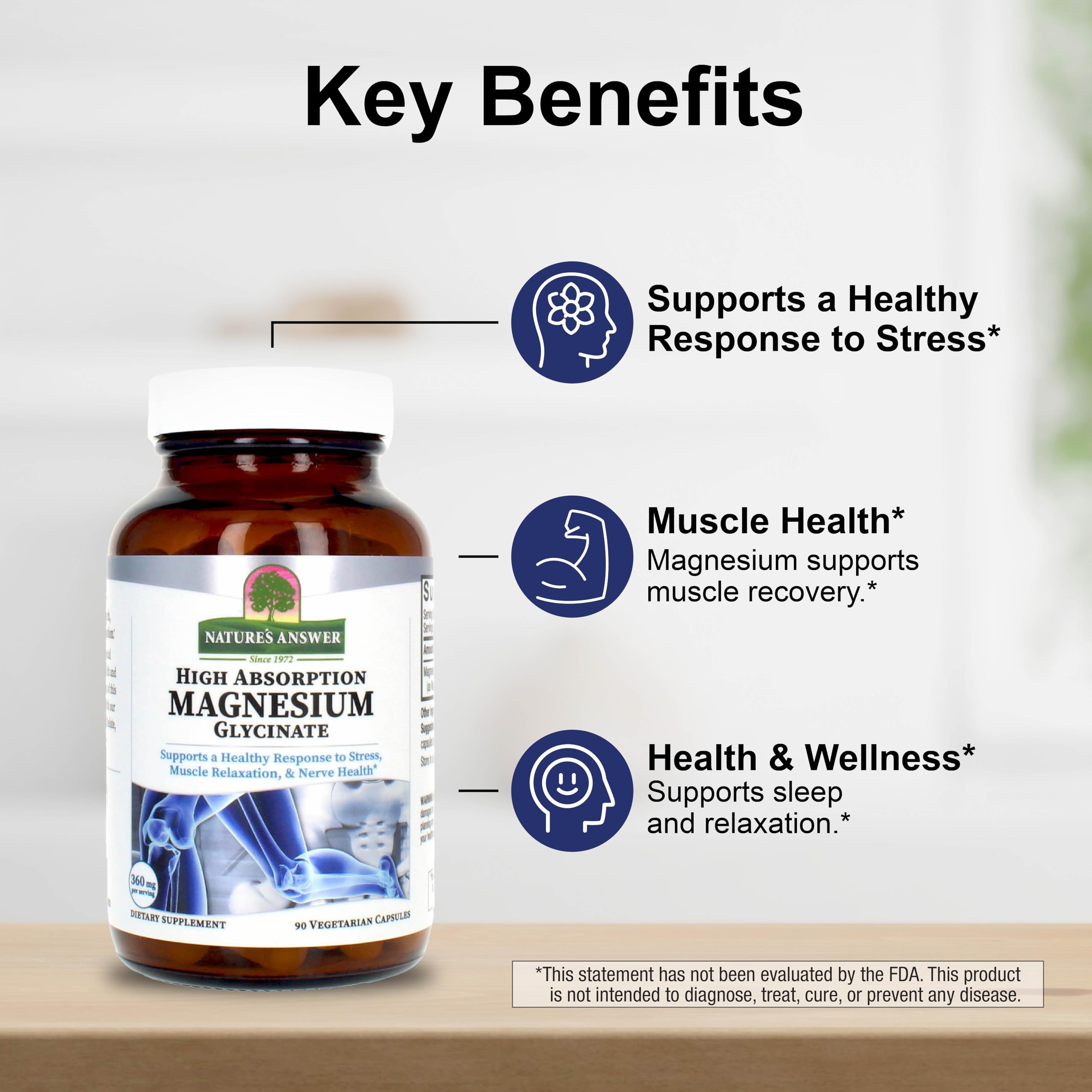 Vegan icon on Nature's Answer Magnesium Glycinate packaging