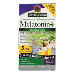 Nature's Answer Melatonin+ 60-count bottle with lavender and cedarwood essential oils