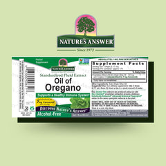 Nature's Answer Oil of Oregano Leaf label close-up